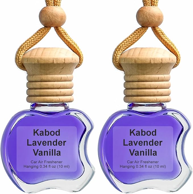 Kabod Premium Lavender Vanilla 2‑Pack Car Air Freshener | Hanging Essential Oil Diffuser | Natural Long‑Lasting Lavender Vanilla Scent | Odor Eliminator | 10 ml Each