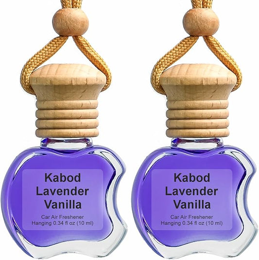 Kabod Premium Lavender Vanilla 2‑Pack Car Air Freshener | Hanging Essential Oil Diffuser | Natural Long‑Lasting Lavender Vanilla Scent | Odor Eliminator | 10 ml Each