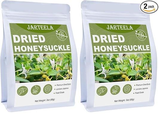 Jarteela - Dried Honeysuckle Flower - Chinese Natural Honeysuckle Tea Jin Yin Hua - Non-GMO - Caffeine-free - 3oz/85g (Pack of 2)