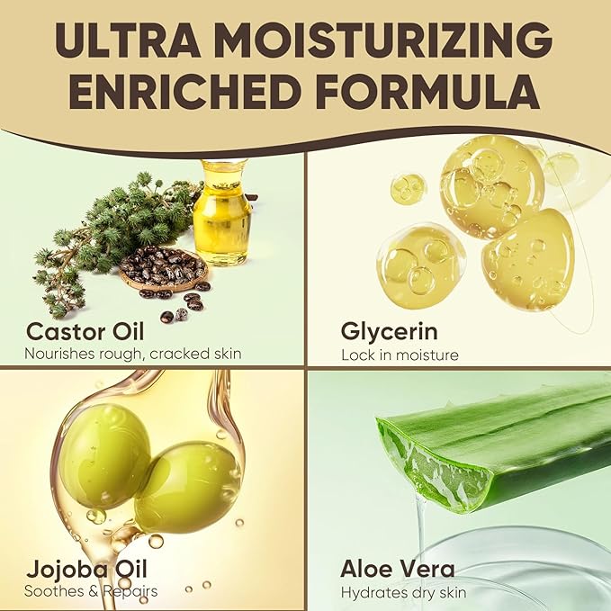 18 Pairs Moisturizing Foot Masks with Castor Oil & Jojoba Oil, Intensely Hydrating Foot Mask for Dry Cracked Feet, Moisturizing Socks for Cracked Heel Treatment