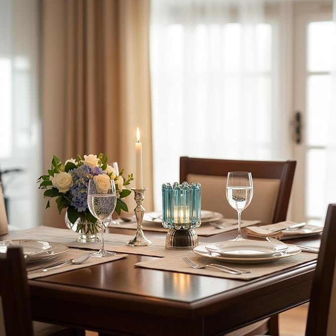 Battery Operated Lamp with Auto-Off Timer, Cordless Table Night Light for Bedroom & Entryway, Portable LED Lamp for Home, Outdoor, Camping No Battery Included (Wine Glass Design-Smoke Blue)