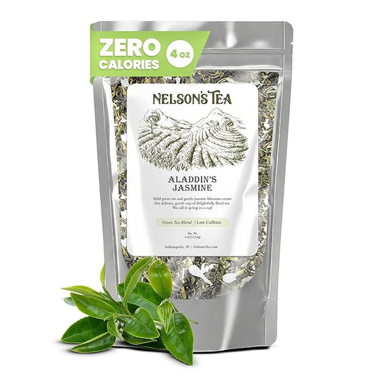Nelson's Tea - Aladdin's Jasmine - Green Loose Leaf Tea - Green tea infused with Jasmine - 4 oz.