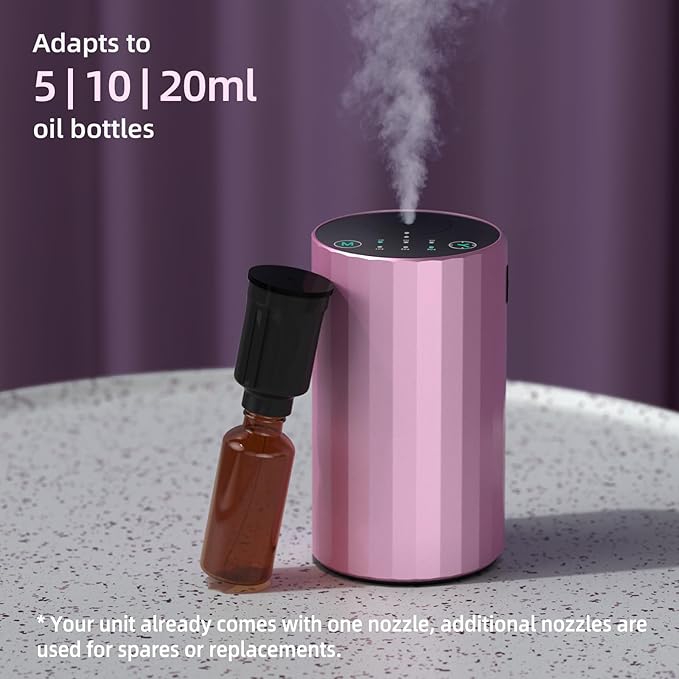 Essential Oil Diffuser Waterless Scent Aromatherapy Diffusers for Home Large Room, Bedroom, Car, Office,Desk, Battery Operated, Small Cordless Air Freshener Machine, 3 Countdown Timers & 3 Mist Levels
