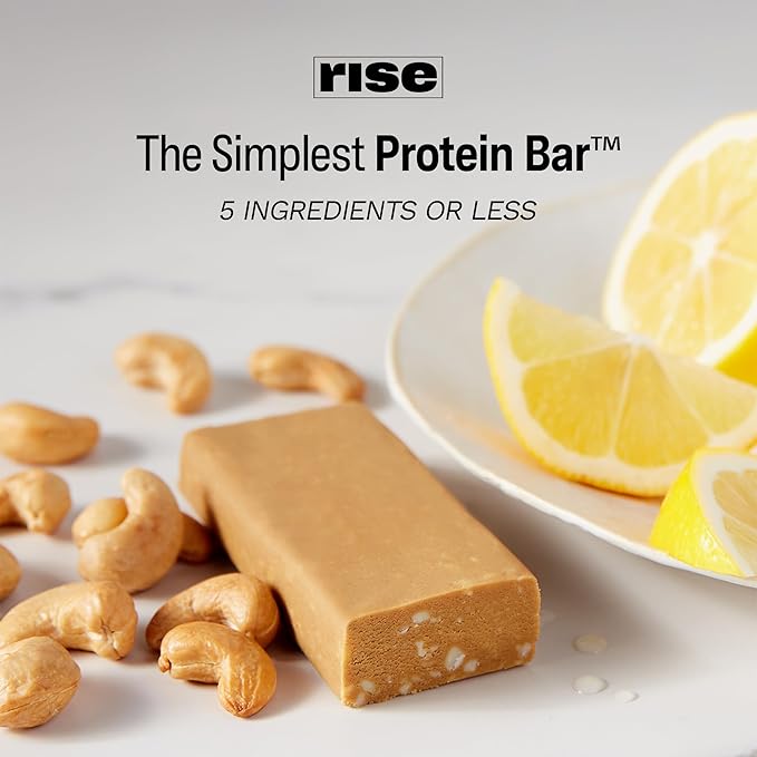Rise Pea Protein Bar - Vegan Lemon Cashew | Breakfast Bar & Protein Snack 15g Protein Just 3 Whole Food Ingredients Non-GMO Gluten-Free Soy Free