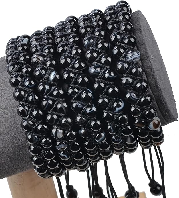 MASSIVE BEADS Double Layer Natural Chakra Healing Power Crystals Macrame Bracelet Yoga Stone Beads Gemstone Meditation Relax Anxiety Bangle for Unisex Women Men