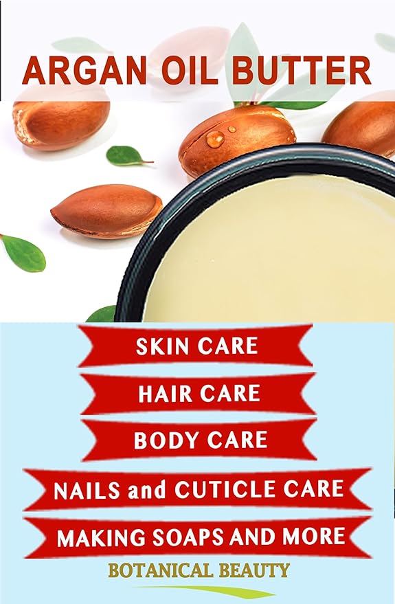 Botanical Beauty ARGAN OIL BUTTER RAW 100% Pure Natural VIRGIN UNREFINED Cold-Pressed for Face, Skin, Body, Hair, Lip, Nails. Rich in Vitamin E (16 Fl Oz)