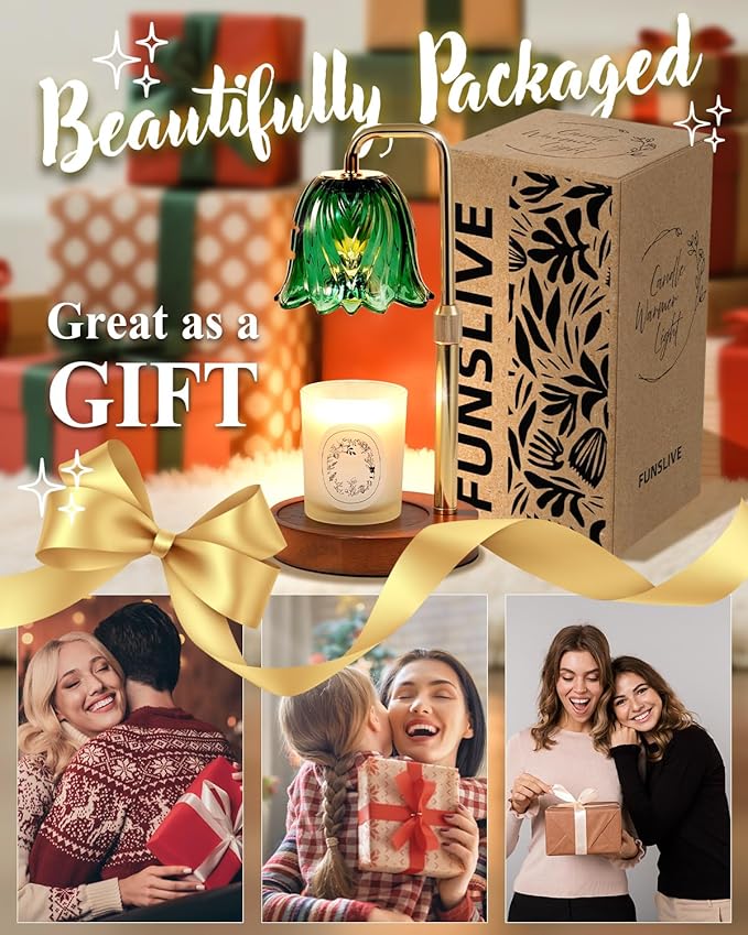 Flower Candle Warmer Lamp with Timer Dimmable, Candle Warming Lamp Height Adjustable, Gifts for Women, Candle Warmer Light for Jar Candles, Stylish Decorations