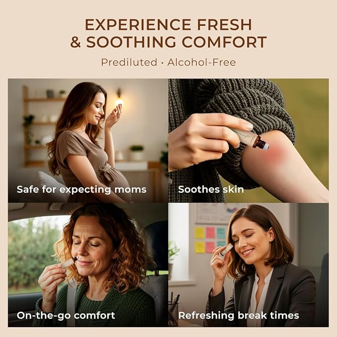 Gya Labs Peppermint Essential Oil Roll On - 0.34 Fl Oz - Travel Size Roller for Camping, Skin, Aromatherapy Relief, Convenience