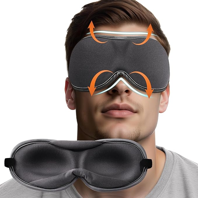 3D Sleep Mask Blackout – Ultra-Slim & Lightweight Design, Eye Mask for Sleeping, Side Sleeper Sleep Mask for Men Women, Travel Nap Meditation Airplane,Night time,Soft, Breathable (Gray)