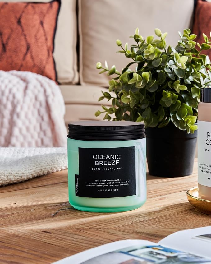 M&SENSE Candle Oceanic Breeze Scented, 11.6oz 70 Hour Long Lasting 2 Wick Pineapple & Mango Scent Natural Soy Candles for Home Scented, Stress Relief Gifts for Women/Men