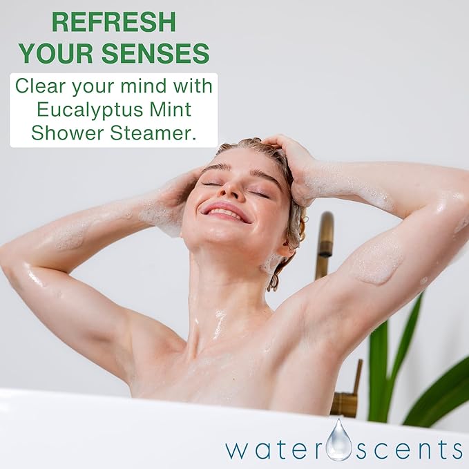 Eucalyptus Shower Steamer Mist – Aromatherapy Flower Fizzy with Spearmint Essential Oils – Vegan, Natural, & Handmade in USA | 3pks