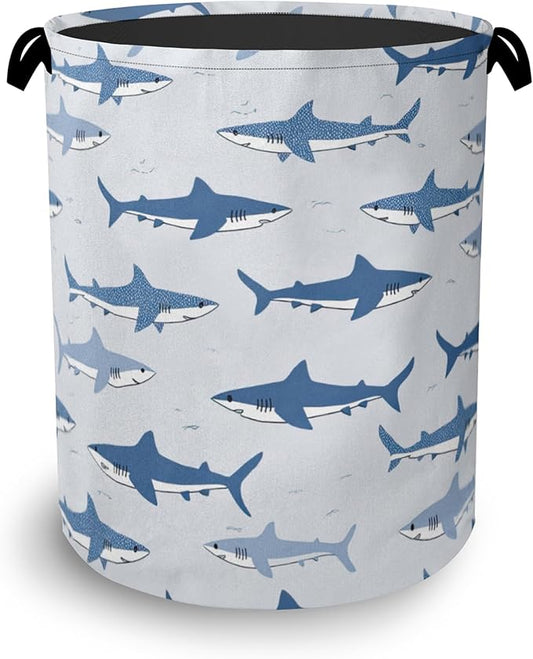 Cute Shark Laundry Basket,Foldable Oxford Cloth Tote Bag Laundry Hamper Clothes Storage Bucket Organizer for Bedroom Laundry Storage Dormitories 16" x 20.8"
