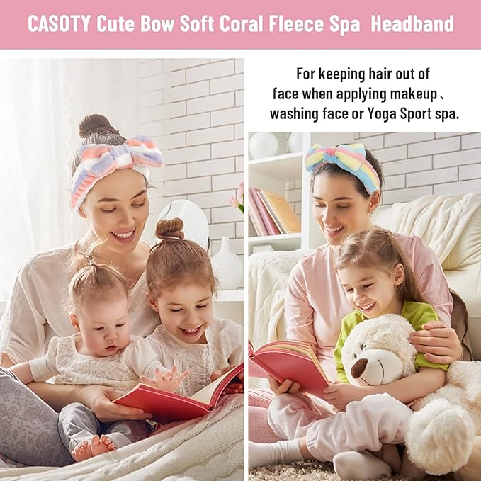 Casoty 6 Pcs Hairband, Soft Coral Fleece Makeup Headband, One Size Fits All Material, Good Elasticity, Wide Application for Washing Face, Yoga, Halloween
