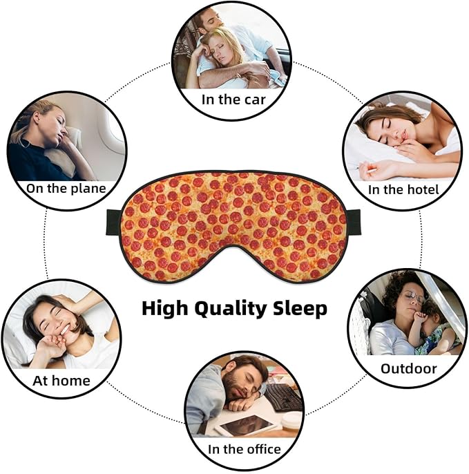 Pizza Pepperoni Sleeping Eye Mask Eye Mask for Sleeping Soft Comfort Eye Shade Blackout Eye Cover for Deep Rest Travel Nap Meditation