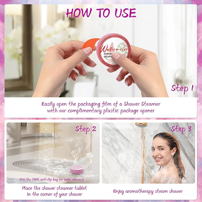 Shower Steamers Aromatherapy 8 Pack - Gifts for Women, Shower Bombs with Essential Oils, Self Care and Stress Relief Stocking Stuffers, Birthday Gifts for Women and Men. Dreamy Watercolor Style