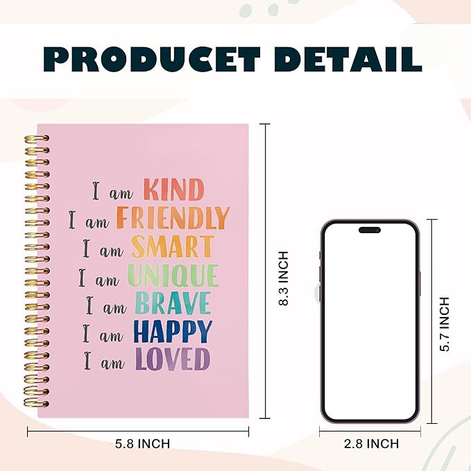 BearCake Notebook Journal, Blue Floral Notebook for Women,Journal for Women, Aesthetic Office Supplies Hardcover Spiral Notebook 5.5x8.3 636