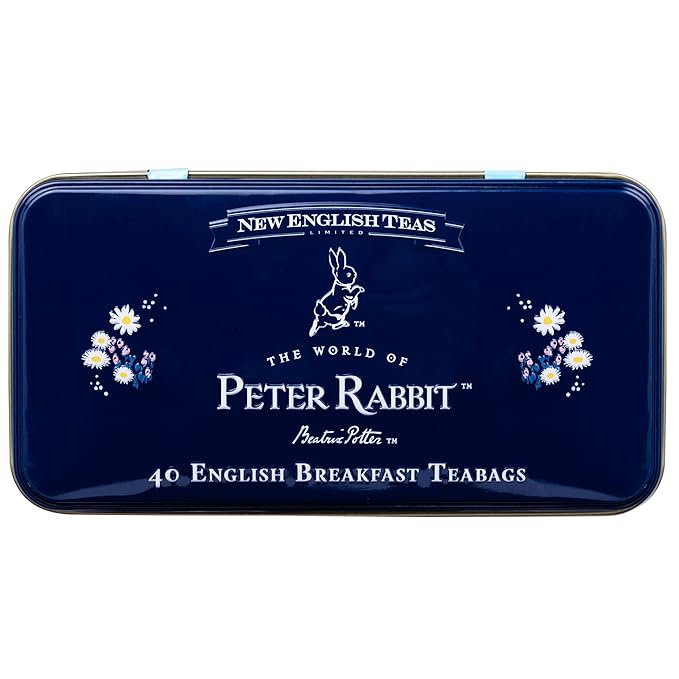 New English Teas Daisies Peter Rabbit Tea Tin with 40 English Breakfast Teabags