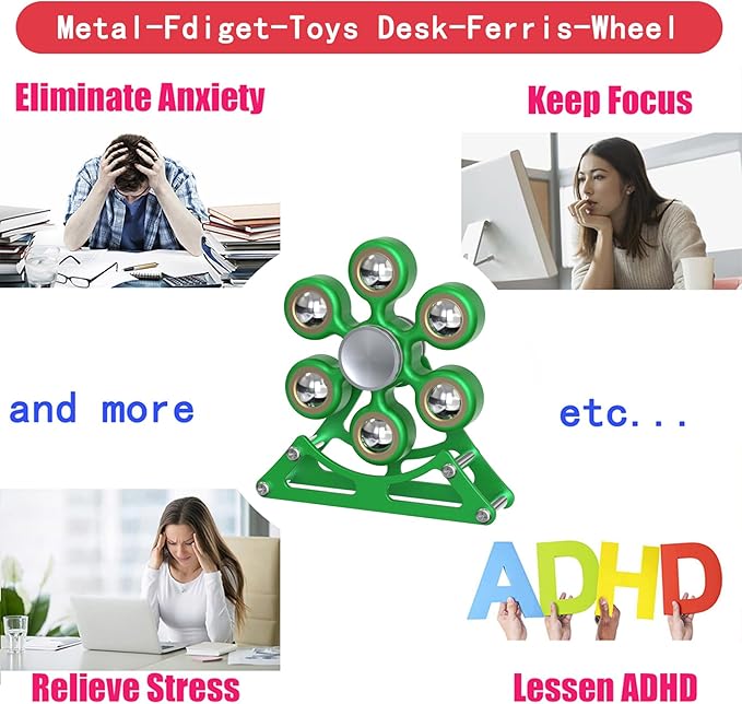 Desk Toys for Fidget Ferris-Wheel Spinner: 4mins Metal Cool-Gadgets Kinetic-Toy, Cool-Stuff for Kid Children Teen Adult EDC-Toy, ADHD Tools Stress Relief for Office Home School Men Woman Christmas