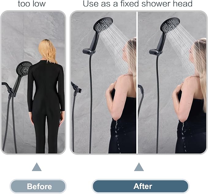 BRIGHT SHOWERS Shower Head Holder Wall Mount, Adjustable Handheld Shower Wand Holder with Universal Fit and Angle Adjustment, Oil-Rubbed Bronze