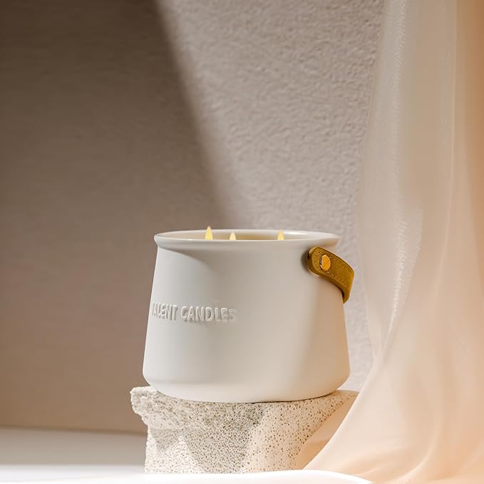 Candles for Home Scented - Scandinavian Style 3 Wick Candle - Long-Lasting Ceramic Candle Jar - Soy Candles Non Toxic with Minimalist Design - Grapefruit Rose