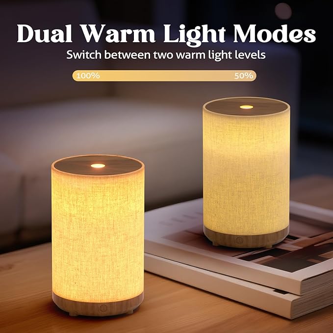 Essential Oil Diffuser with Fabric Cover, SNOWSEN 120ml Aromatherapy Diffuser with 8 LED Color Changing Lights & Night Lamp, Auto Off Function, Cool Mist Humidifier for Essential Oils for Home