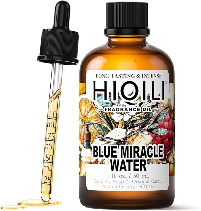 HIQILI Blue Miracle Water Fragrance Oil for Diffuser, Inspired by H.er-mes Ed.Mer-veilles-blu, Candle, Perfume & Soap Making, Crisp Ocean Notes, Long-Lasting Aroma - 1 Fl Oz