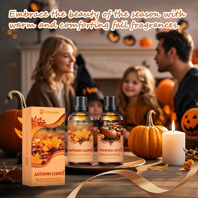 Fireplace Essential Oil, 100ml Fall Essential Oil for Diffusers for Home, Autumn Scented Oils for Candle & Soap Making, Bath Bombs, Massage - 3.38FL.OZ