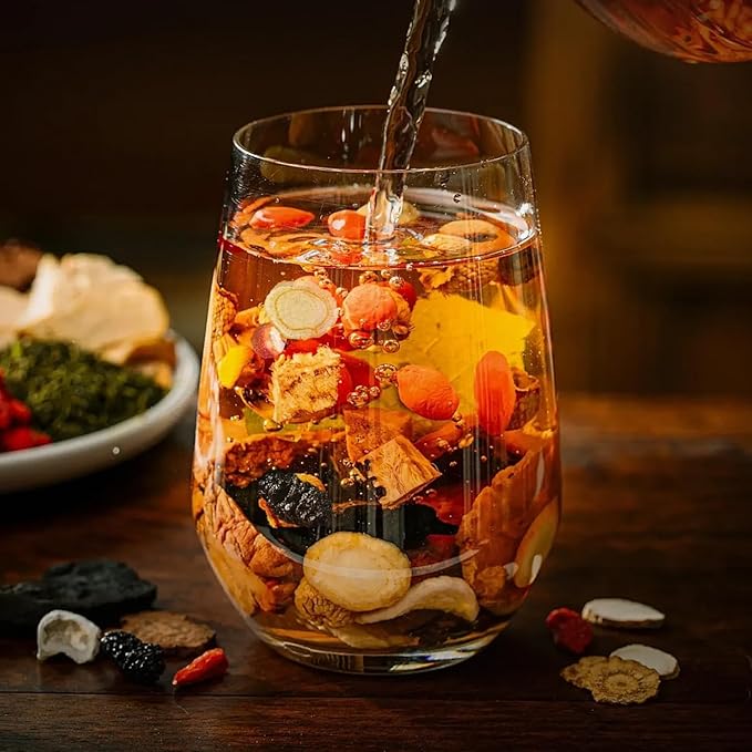 Kidney Tea Ginseng Ten Treasure Tea - 10 Precious Ingredients, Ginseng Five Treasures Tea Bag, Chinese Kidney Care Herbal Tea, Zhu Gen Wubao Cha for Men & Women (10 bags/1Box)