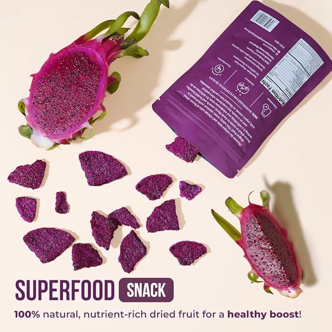 KOTHECHE Dragon Freeze Dried Fruit, 1.08 Oz (Pack of 4), Low Calorie Snacks, Gluten Free Snacks, Healthy Vegan Chips, No Sugar Added, Low Carb, Dehydrated Fruit, Resealable Bag for Kids and Adults