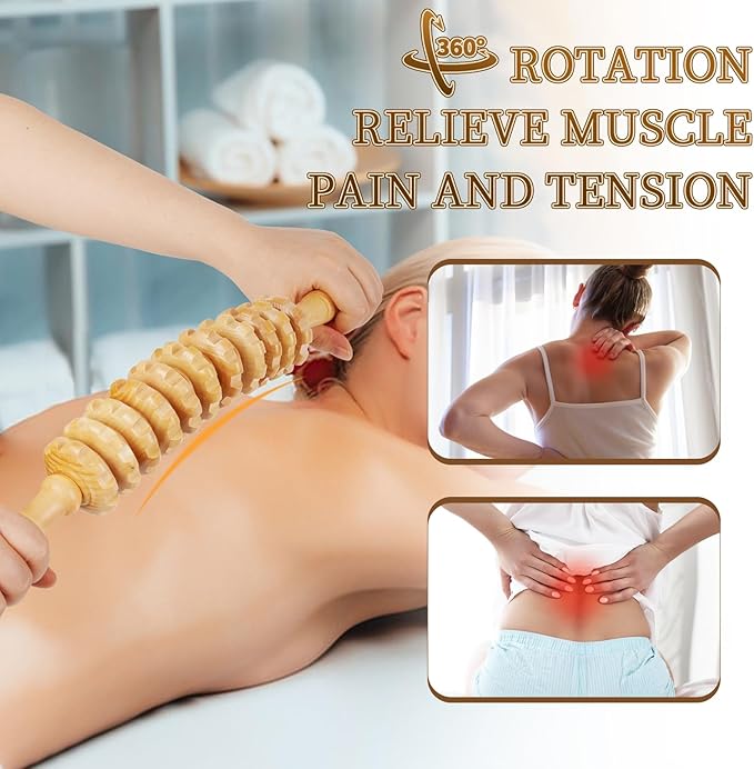 Liitrton Wood Therapy Fasci Massage Tools, Curved Wooden Massage Roller Cellulite Reduction and Muscle Tension (Wood)