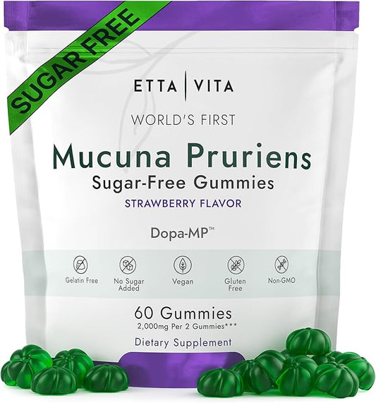 Dopamine Supplement - Sugar-Free Mucuna Pruriens Gummies (2g/serving) Energy & Focus Gummies - Potent Mucuna Pruriens Extract Supplement for Calm Mood and Motivation, Vegan, Non-GMO, Gluten-Free, 60ct