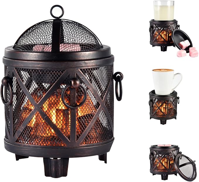 Dicimi Wax Melt Warmer,4-in-1 Electric Wax Melter,Oil Burner,Fireplace Wax Warmers, for Home Office Bedroom Aromatherapy Present and Decorations (Bronze, Fireplace Stove)