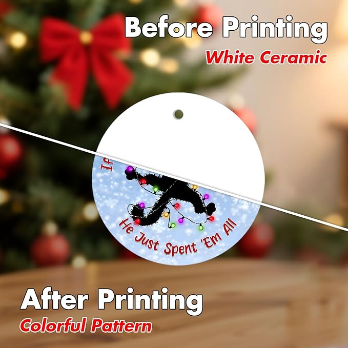 Black Cat Rug Christmas Ornament, Funny Movie-Inspired Xmas Tree Decoration, Unique Holiday Keepsake Gift for Cat Lovers