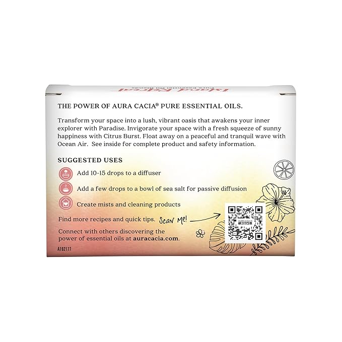 Aura Cacia Island Retreat Essential Oil Kit - Light Aroma, No Synthetic Fragrances