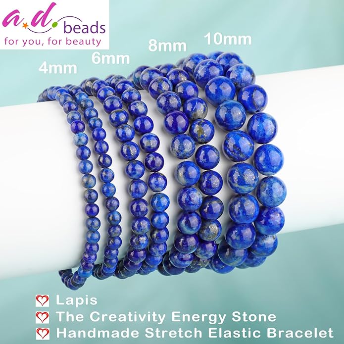 AD Beads 4mm6mm8mm10mm Handmade Bracelet - Natural Gemstone for Peace and Tranquility - Meditation, Yoga, Healing and Energy Gift for Unisex