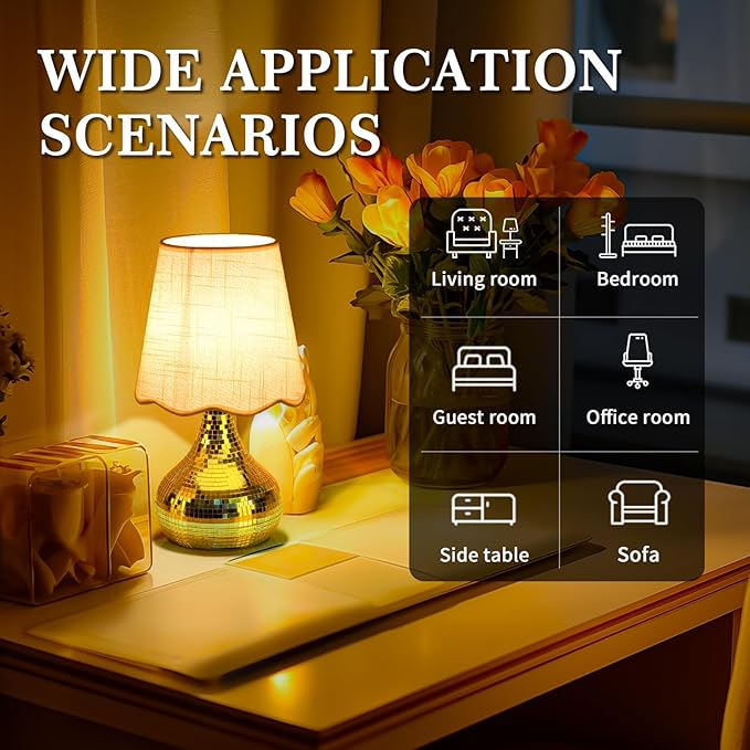 Disco Small Table Lamp for Bedroom, Funky Lamp Ball Lamps for Kitchen Counter, Mini Morden Table Lamps for Small Spaces, Small Funky Table Lamp for Nightstand Desk Lamp, Living Room