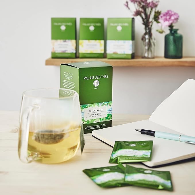 Palais des Thés - Alizes Winds Green Tea - Peach & Orange Blossom - Premium Tea Bags, Serves 20 Cups