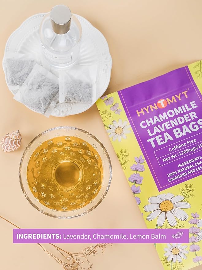 HYNTMYT Chamomile & Lavender Tea, Blend of Chamomile, Lavender, and Lemon Balm, Soothing & Aromatic, Caffeine Free, 120 Count