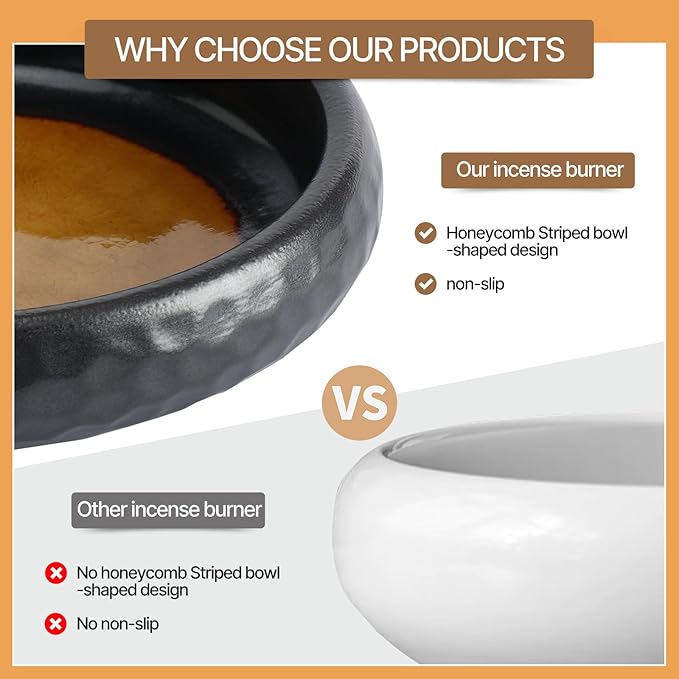 Ceramic Incense Burner,Handmade Incense Stick Incense Burner Reflux Burner,Sage, Coil Incense, Ash Catcher, Smudge Bowl for Yoga Meditation Room Décor,Crack Yellow