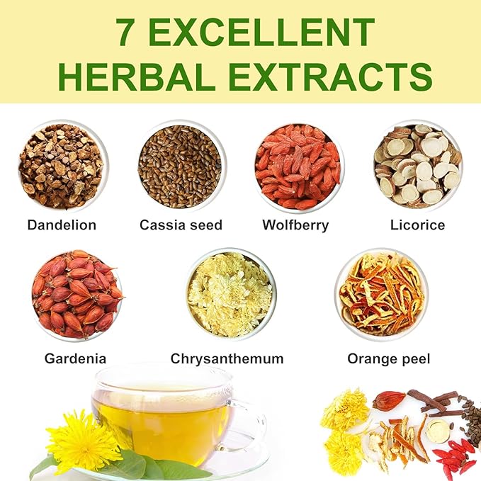 Dandelion Wolfberry Tea Bags - Kidneys & Liver Tea, Seven Herbal Tea Natural Blend, Dandelion Chinese Wolfberry Tea 120g/Bag (1Bag(12pcs))