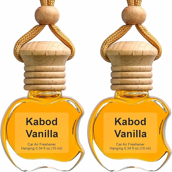 Kabod Premium Vanilla 2‑Pack Car Air Freshener | Hanging Essential Oil Diffuser | Natural Long‑Lasting Vanilla Scent | Odor Eliminator | 10 ml Each