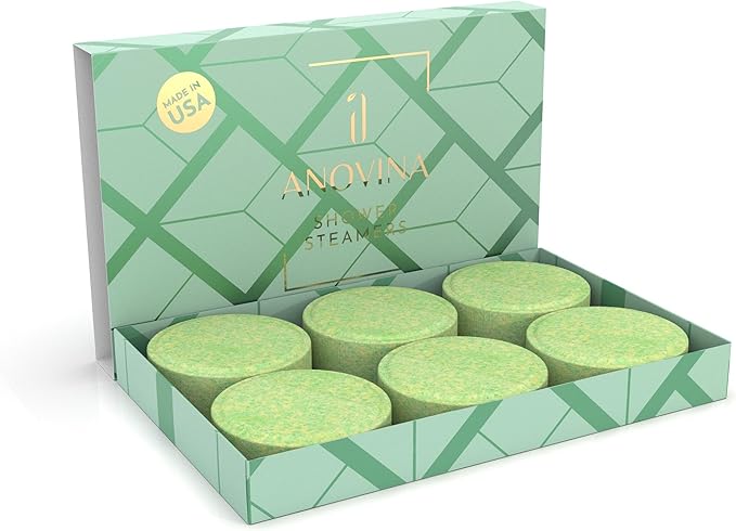 Anovina Eucalyptus & Menthol Shower Steamers – Aromatherapy Shower Tablets with Soothing Vapors – Made in USA – Shower Bomb Gift Set for Men & Women
