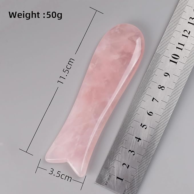 LZLRUN Rose Quartz Jade Roller Real Jade Gua Sha Board Mushroom Massager Face Lifting Tool Facial Guasha Massage Tool (Fish Shape)