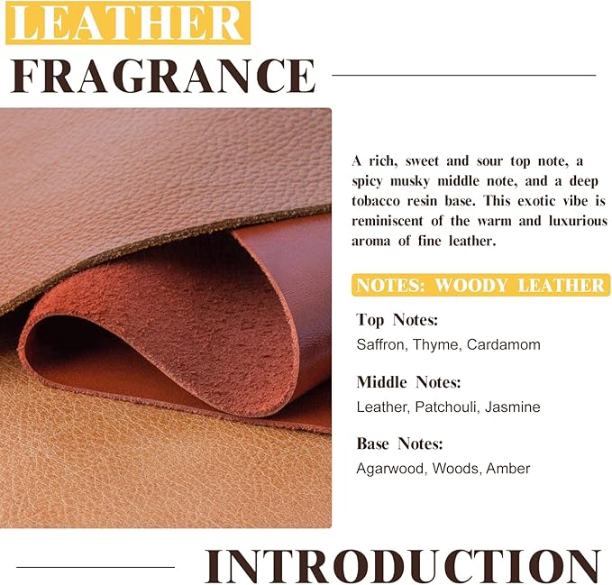 EUQEE Leather Fragrance Oils, 2.02 Fl oz/ 60ml Essential Oils for Diffuser, Candle Making, DIY Soap with Glass Dropper