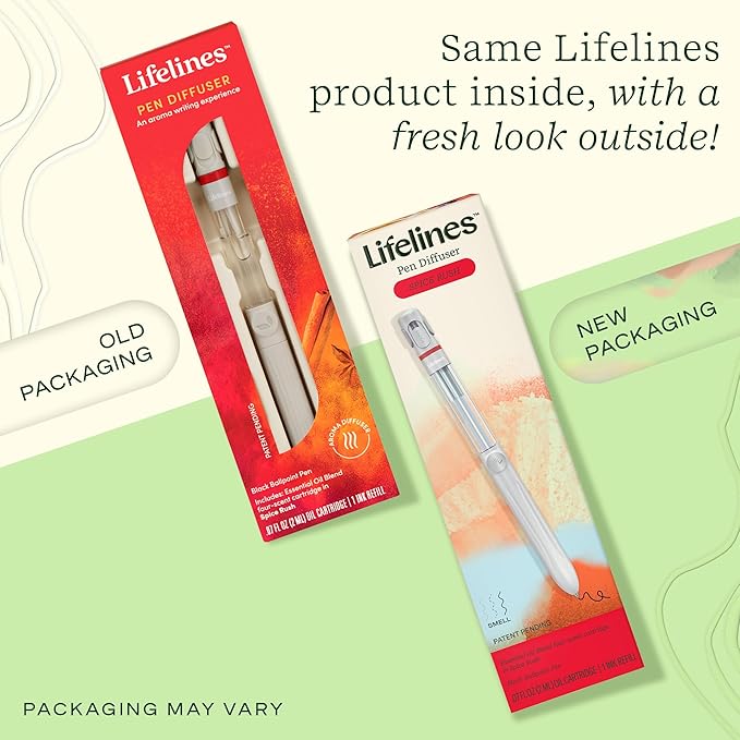 Lifelines Pen Diffuser, Spice Rush - 1mm Black Ballpoint Pen with Scented Essential Oil Blends – Aromatherapy Diffuser & Sensory Immersion Diffuse Aroma As You Write