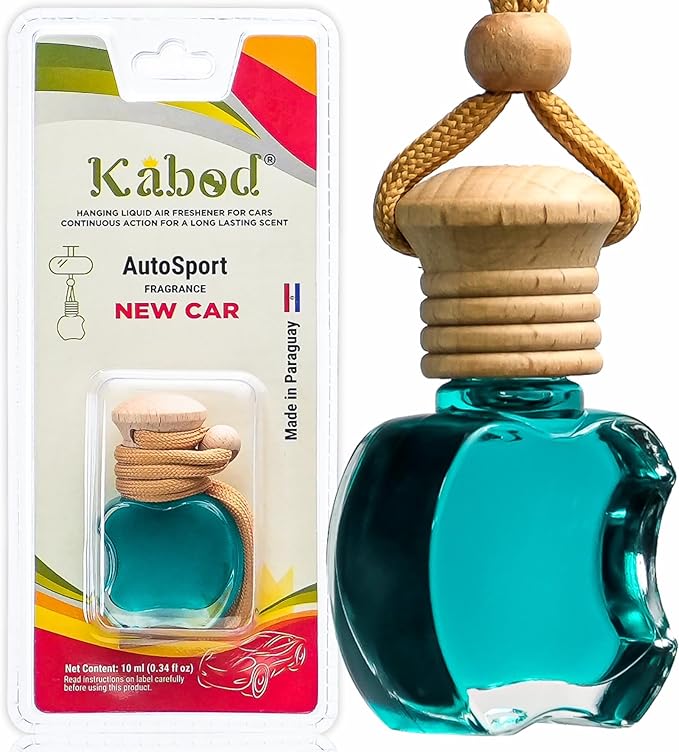 Kabod New Car Scent Hanging Air Freshener | Essential Oil Diffuser for Car | Long-Lasting Fresh Smell | Odor Eliminator for Smoke, Food & Pets | 10 ml