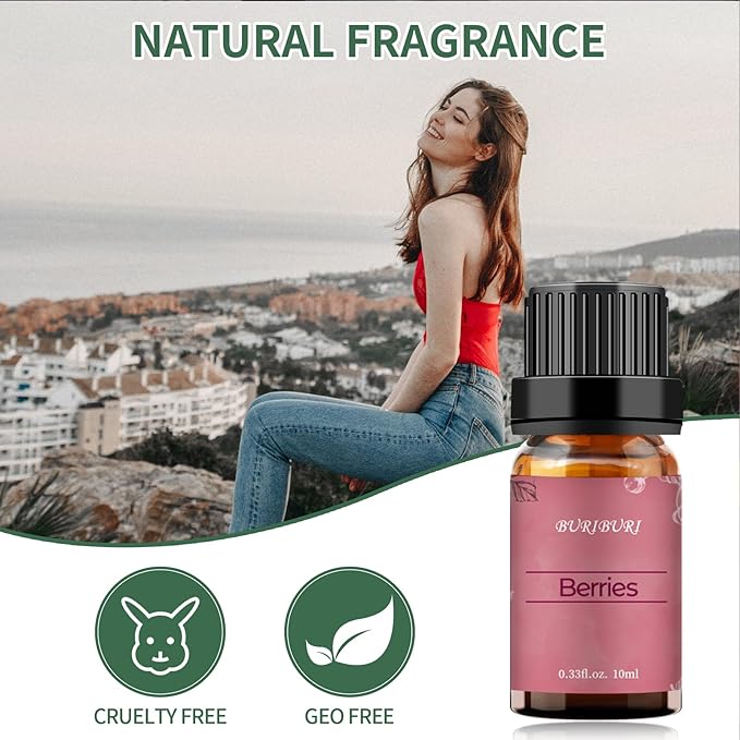 BURIBURI Berries Essential Oil 10ml Premium Grade Scented Oil Berries Fragrance Oil for Diffusers, Massage, Candle Making Soap Making