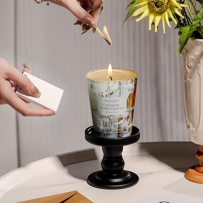 HomeLights Scented Candles for Women & Men, 6.7oz Candle Jars Aromatherapy Single Wick Candle, Ideal for Industrial Chic Home Decor and Gifts, Cashmere Warm Vanilla