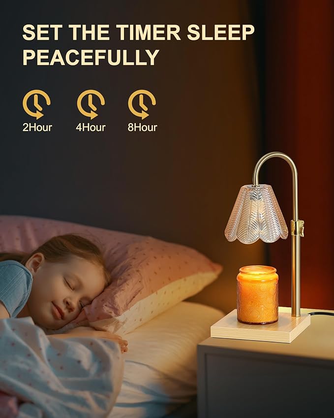 Candle Warmer Lamp with Timer & Dimmer, Birthday Gifts for Women Mom, House Warming Gifts,Flower Candle Lamp for New Home Decor, Wax Melt Warmer for Jar Candles, 2 Bulbs