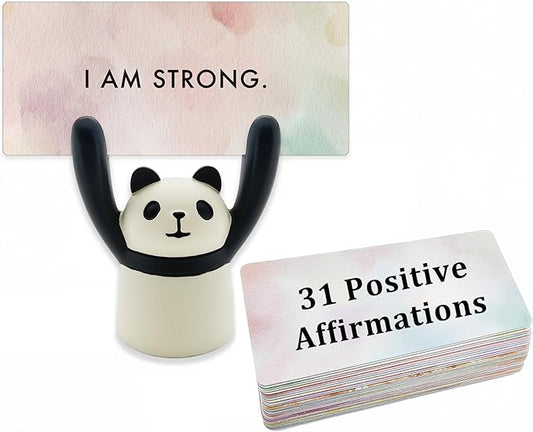 ZEARPT Affirmation Card Deck for Women, Self Care Gift, Positive Affirmation Cards with Holder, Gift for Her, Daughter, Niece, Sister, Daily Affirmations, Midlife Manifestation Gift (White - Panda)